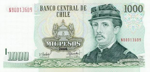 Купюра номиналом 1000 чилийских песо, лицевая сторона